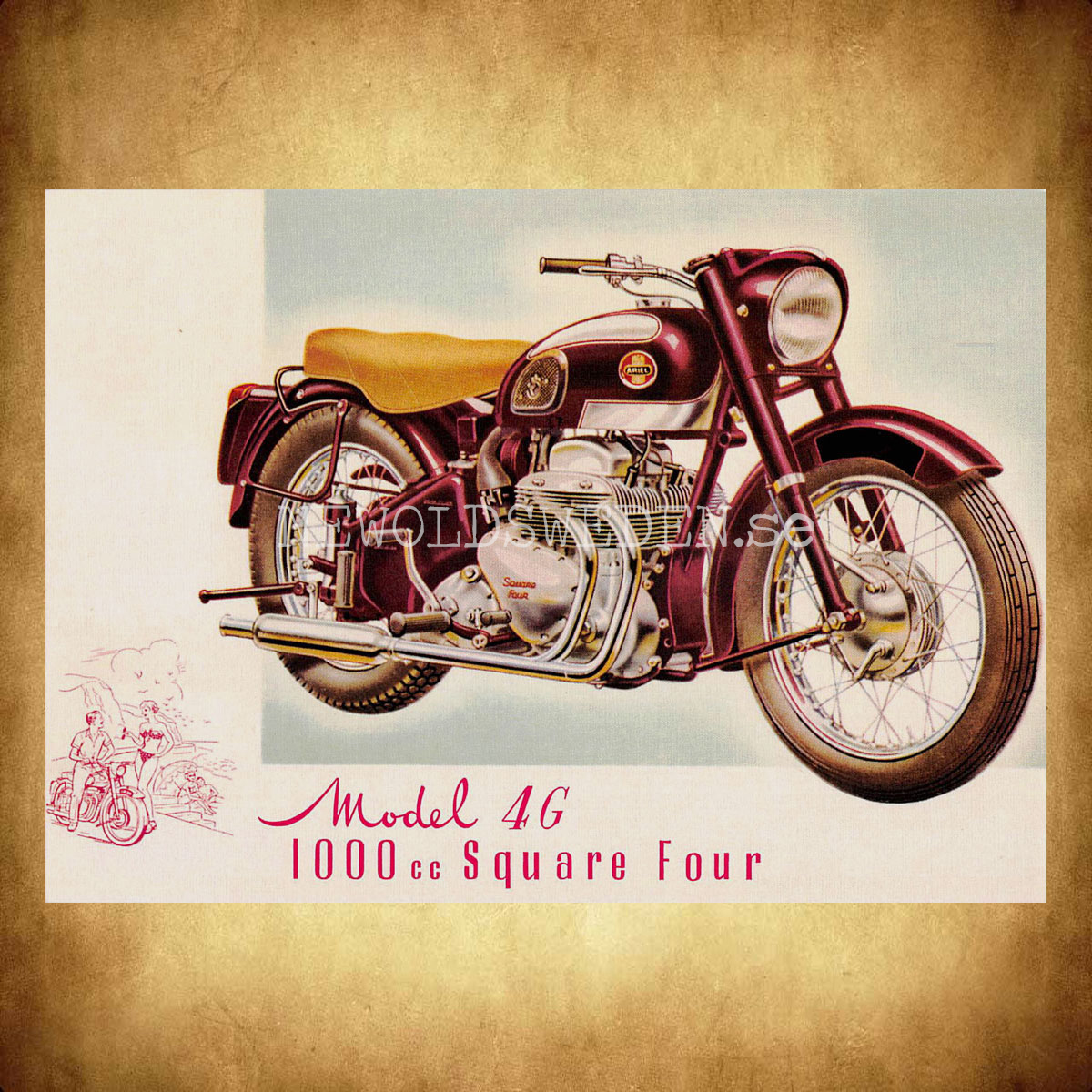ARIEL Model 4G 1000cc Square Four - Vykort A5 - 2
