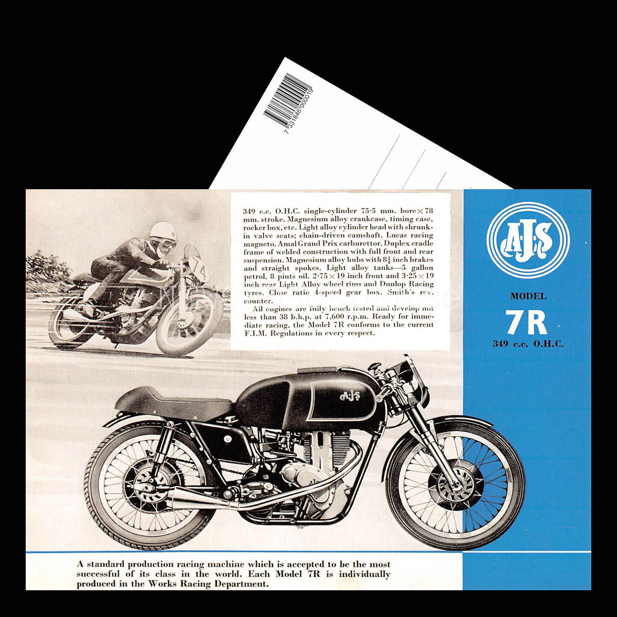 AJS 7R 349 cc O.H.C. - Vykort A5 - 3