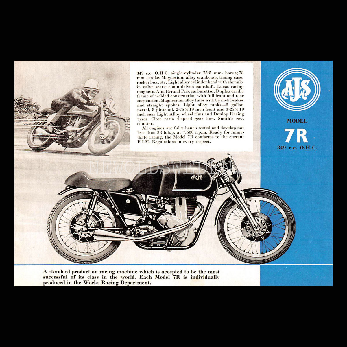AJS 7R 349 cc O.H.C. - Vykort A5