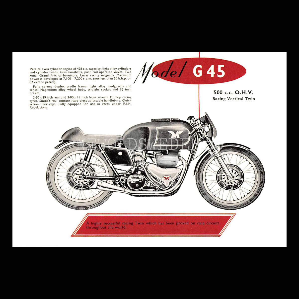 Matchless G45 500 cc O.H.V. - Vykort A5