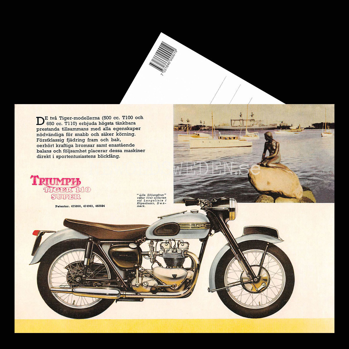 TRIUMPH TIGER 110 SUPER- T100 500 cc & T110 650 cc - Vykort A5 - 3