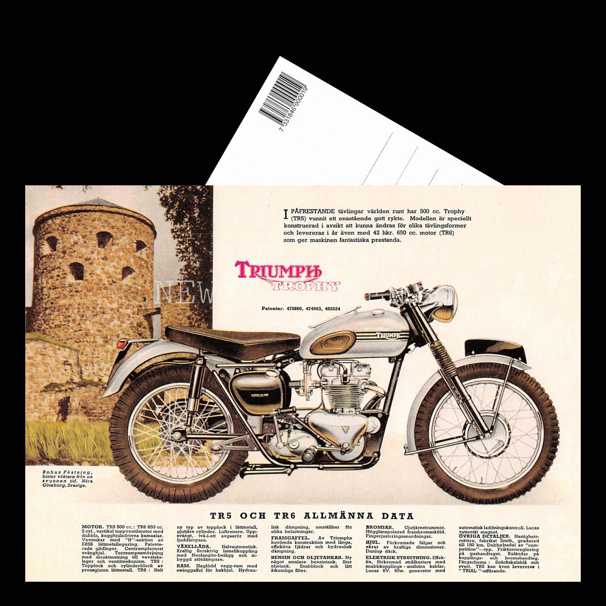 TRIUMPH TROPHY TR5 500 cc & TR6 650 cc - Vykort A5 - 3