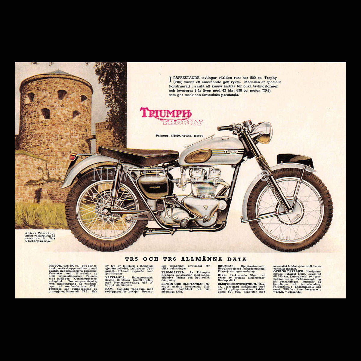 TRIUMPH TROPHY TR5 500 cc & TR6 650 cc - Vykort A5