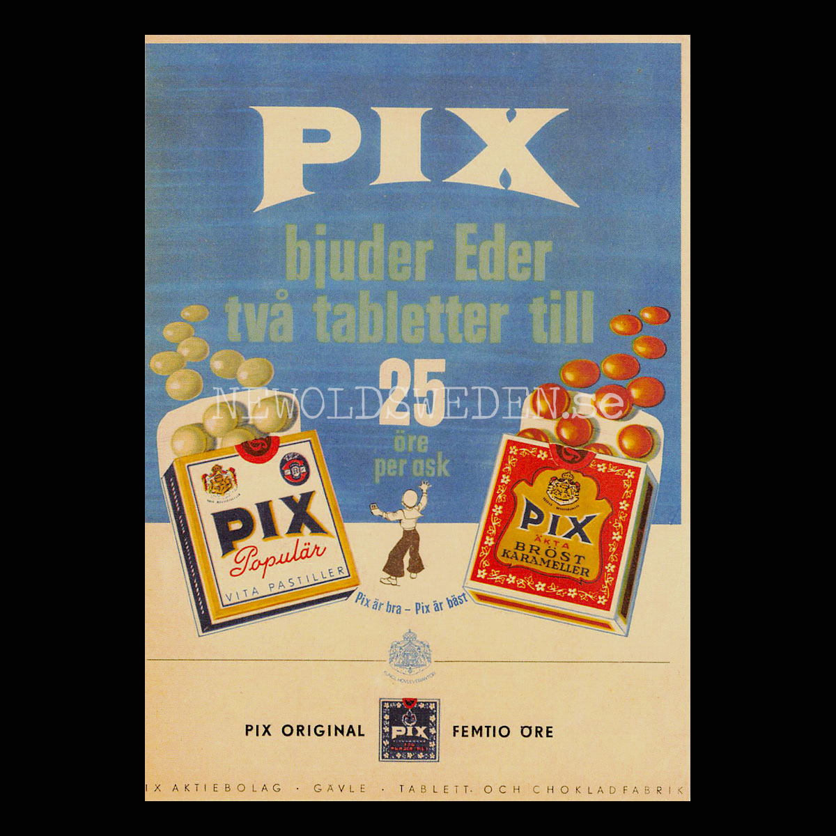 PIX ORIGINAL - 25 öre per ask - Vykort A5