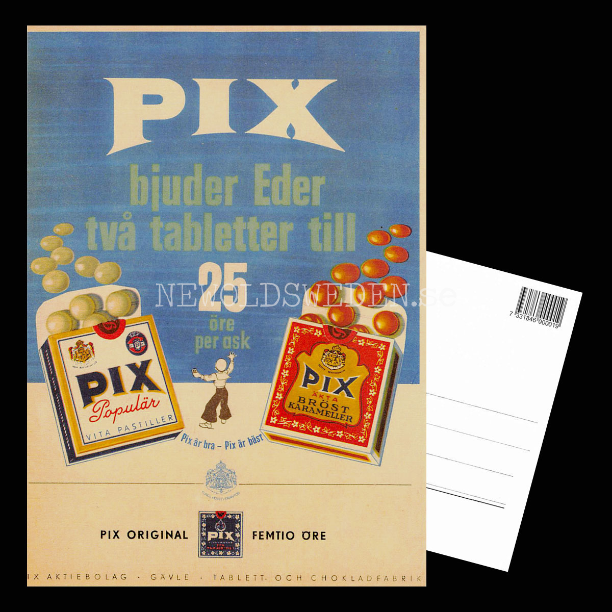PIX ORIGINAL - 25 öre per ask - Vykort A5 - 3