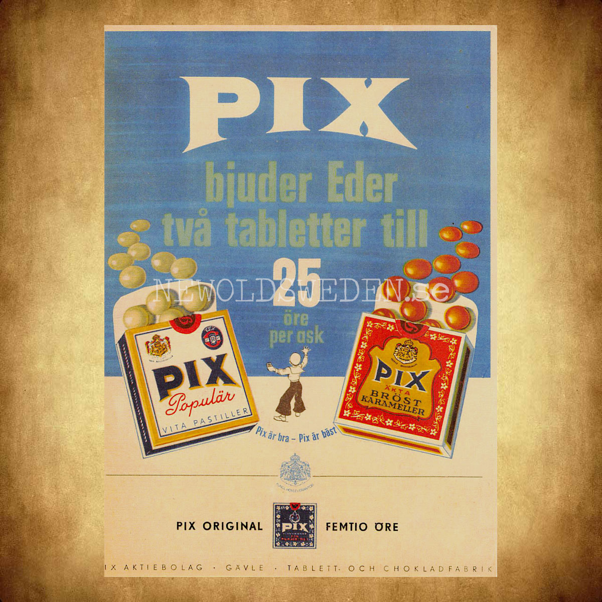 PIX ORIGINAL - 25 öre per ask - Vykort A5 - 2