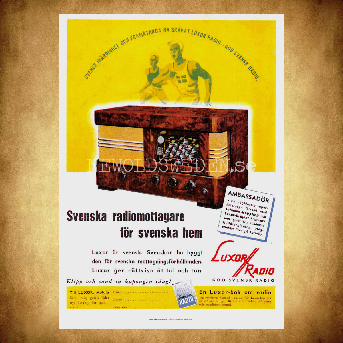 LUXOR AMBASSADÖR 1940 - MOTALA STOCKHOLM GÖTEBORG MALMÖ - Vykort A5 - 2