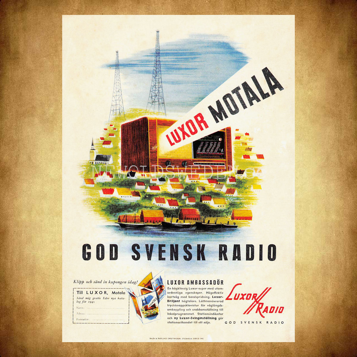 LUXOR AMBASSADÖR 1942 - MOTALA STOCKHOLM GÖTEBORG MALMÖ - Vykort A5 - 2
