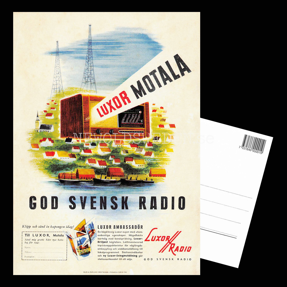 LUXOR AMBASSADÖR 1942 - MOTALA STOCKHOLM GÖTEBORG MALMÖ - Vykort A5 - 3