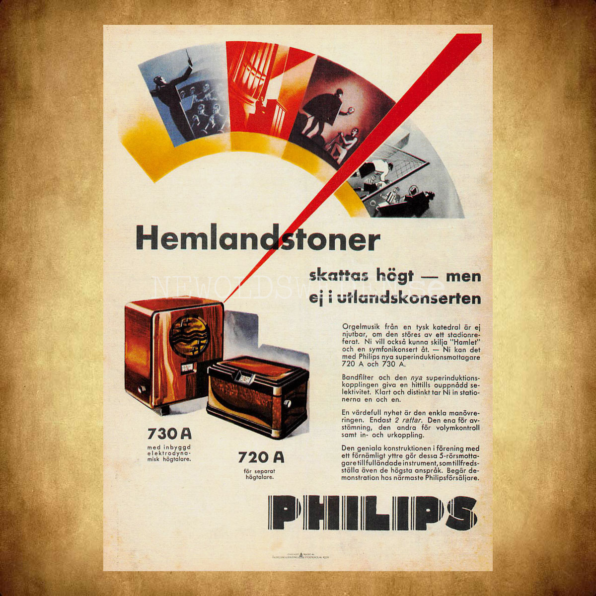 PHILIPS 730A & 720A 1931 - Stockholm - Vykort A5 - 2