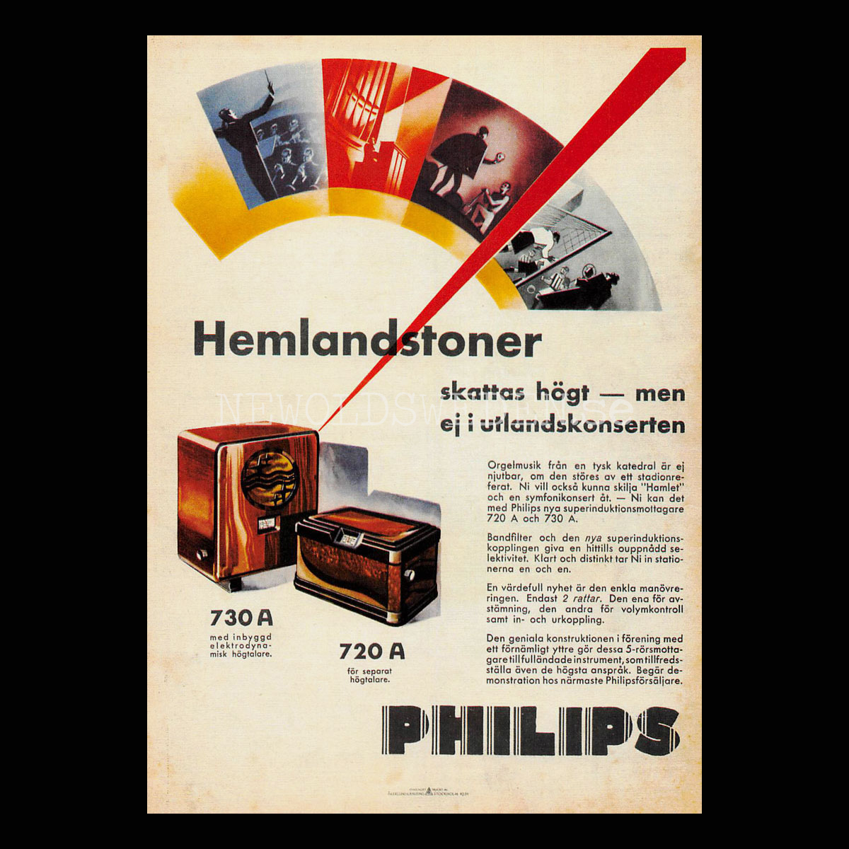 PHILIPS 730A & 720A 1931 - Stockholm - Vykort A5