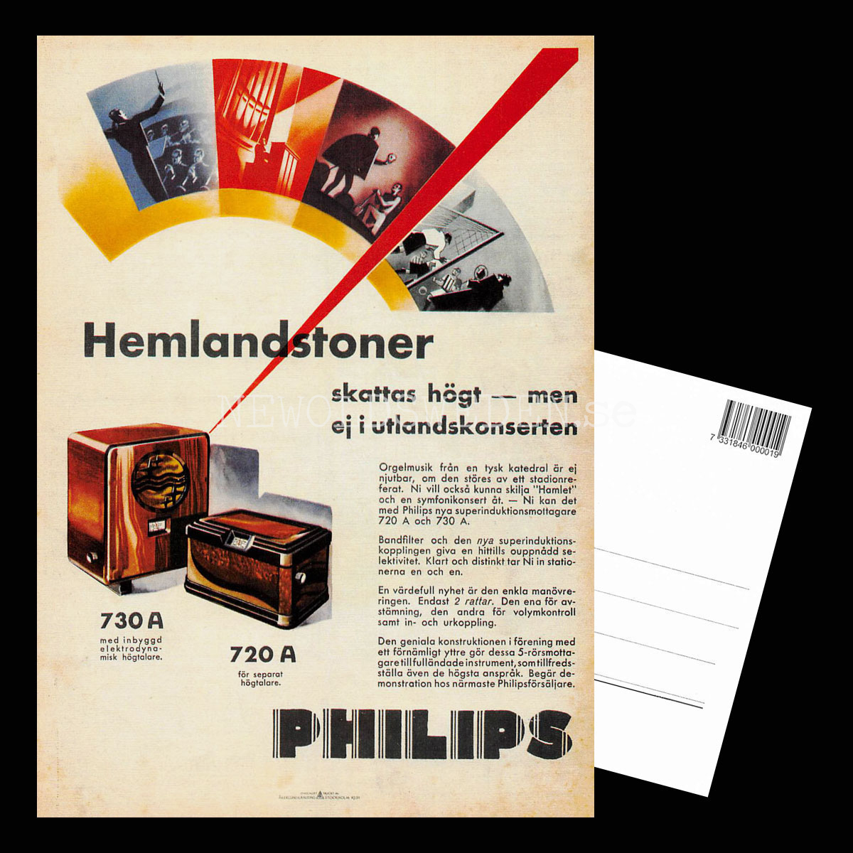 PHILIPS 730A & 720A 1931 - Stockholm - Vykort A5 - 3