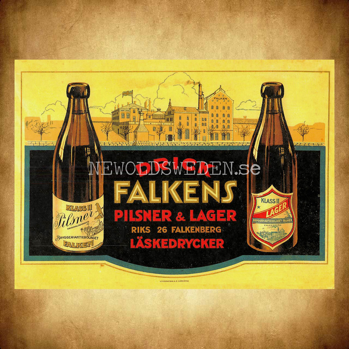 FALKENS PILSNER & LAGER LÄSKEDRYCKER Falkenberg - Vykort A5 - 2
