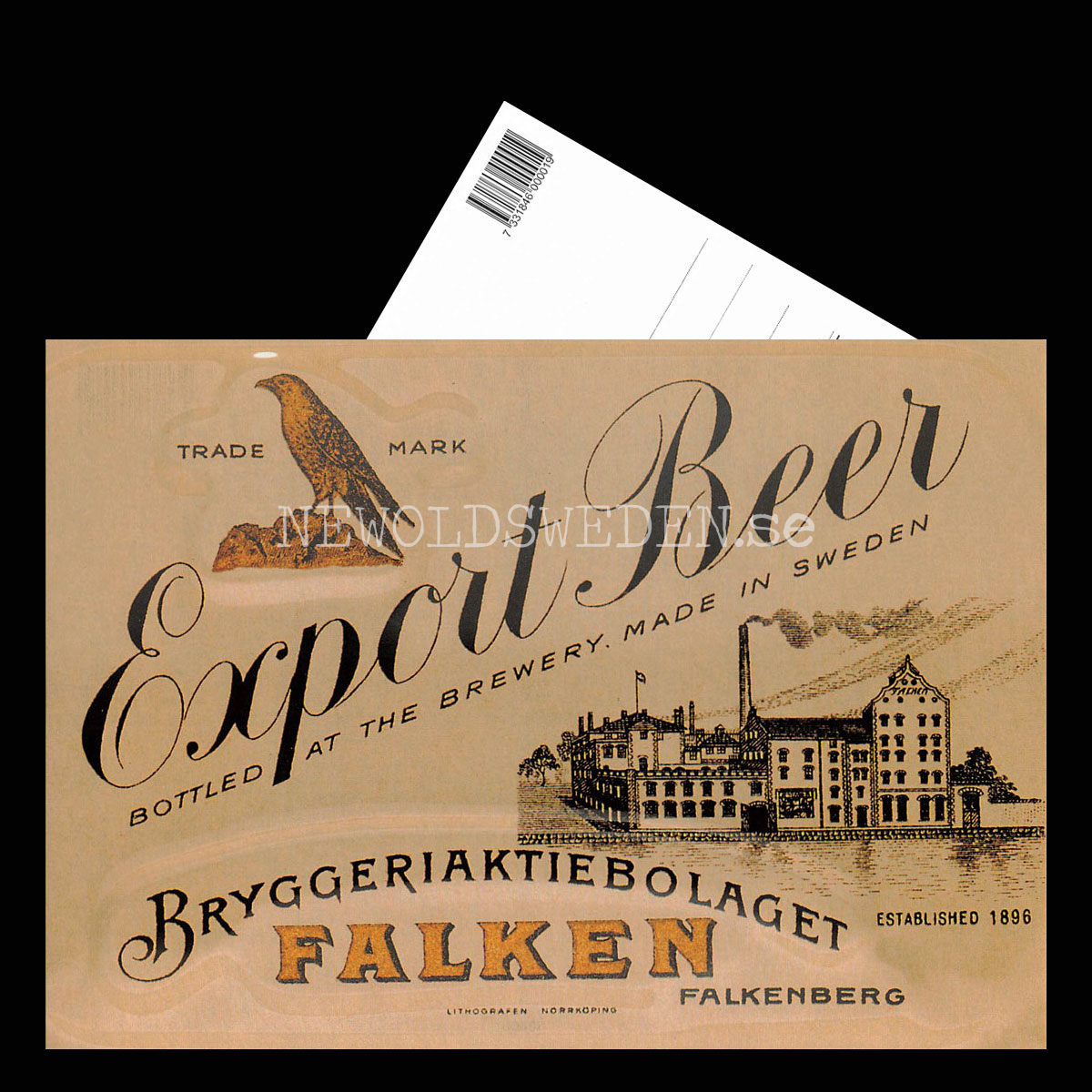 FALKEN - Export Beer BRYGGERIAKTIEBOLAGET FALKEN FALKENBERG - Vykort A5 - 3