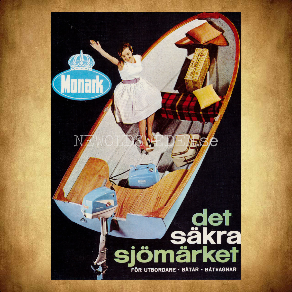 MONARK UTOMBORDARE BÅTAR BÅTVAGNAR VARBERG - Vykort A5 - 2
