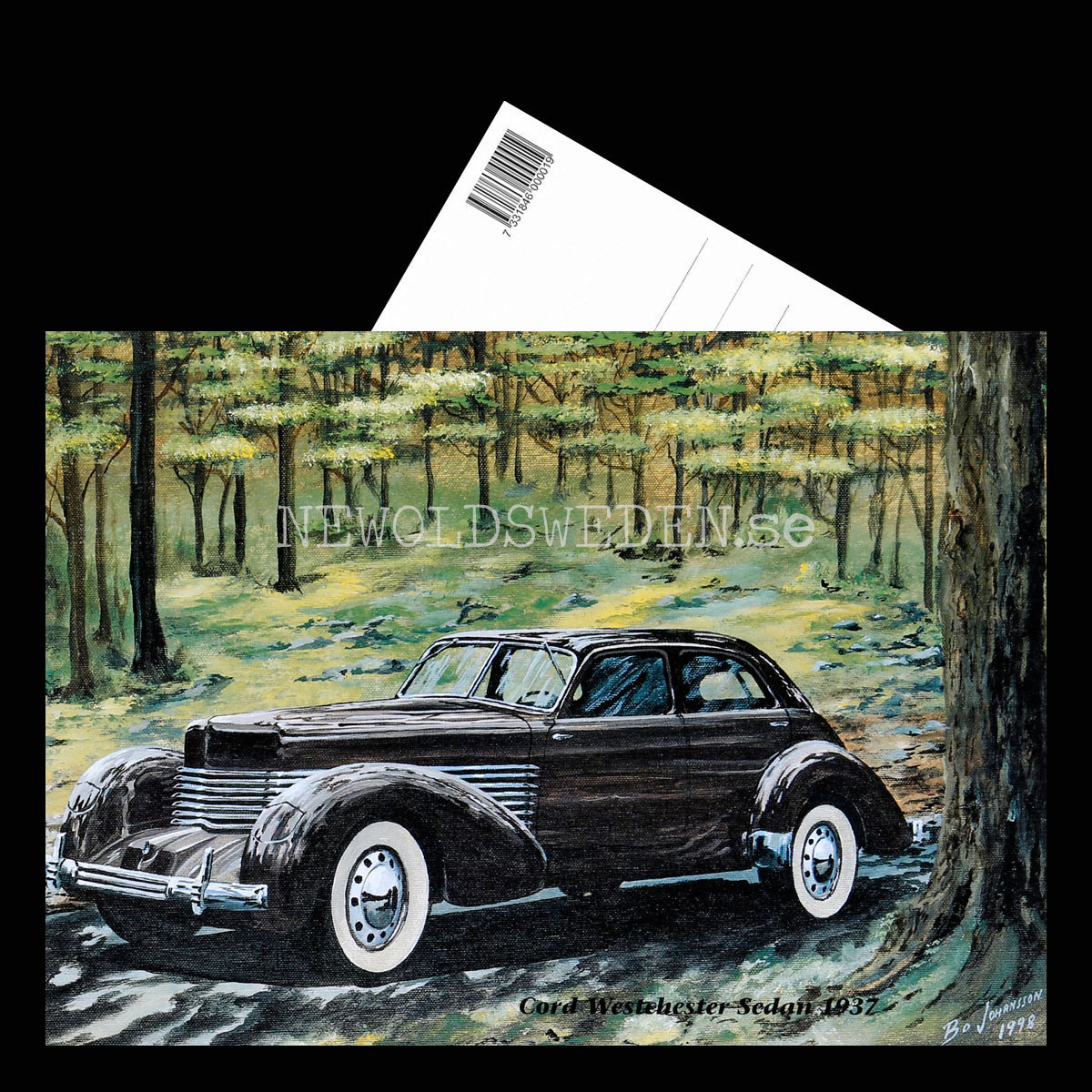 Cord Westchester Sedan 1937 - Vykort A5 - 3