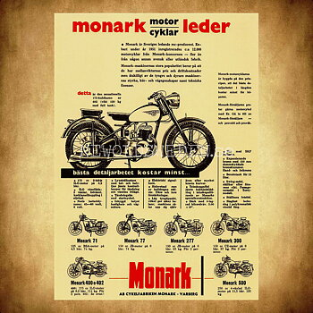 MONARK Motorcyklar Monark 71, 77, 277, 300, 400, 402, 500 - Vykort A5