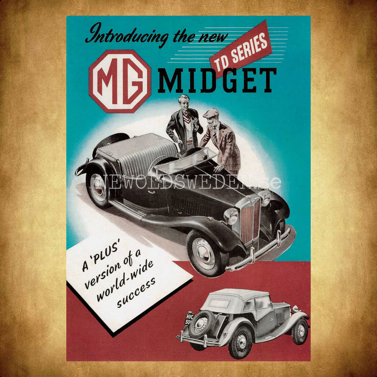 MG MIDGET TD SERIES - Vykort A5 - 2
