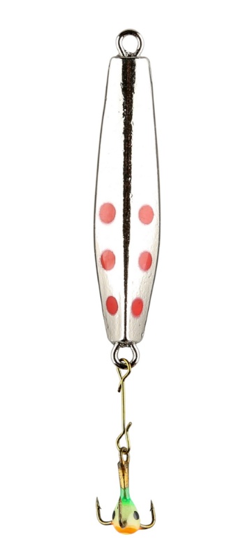 Ifish swan 55mm vertical spike in color silver red dots