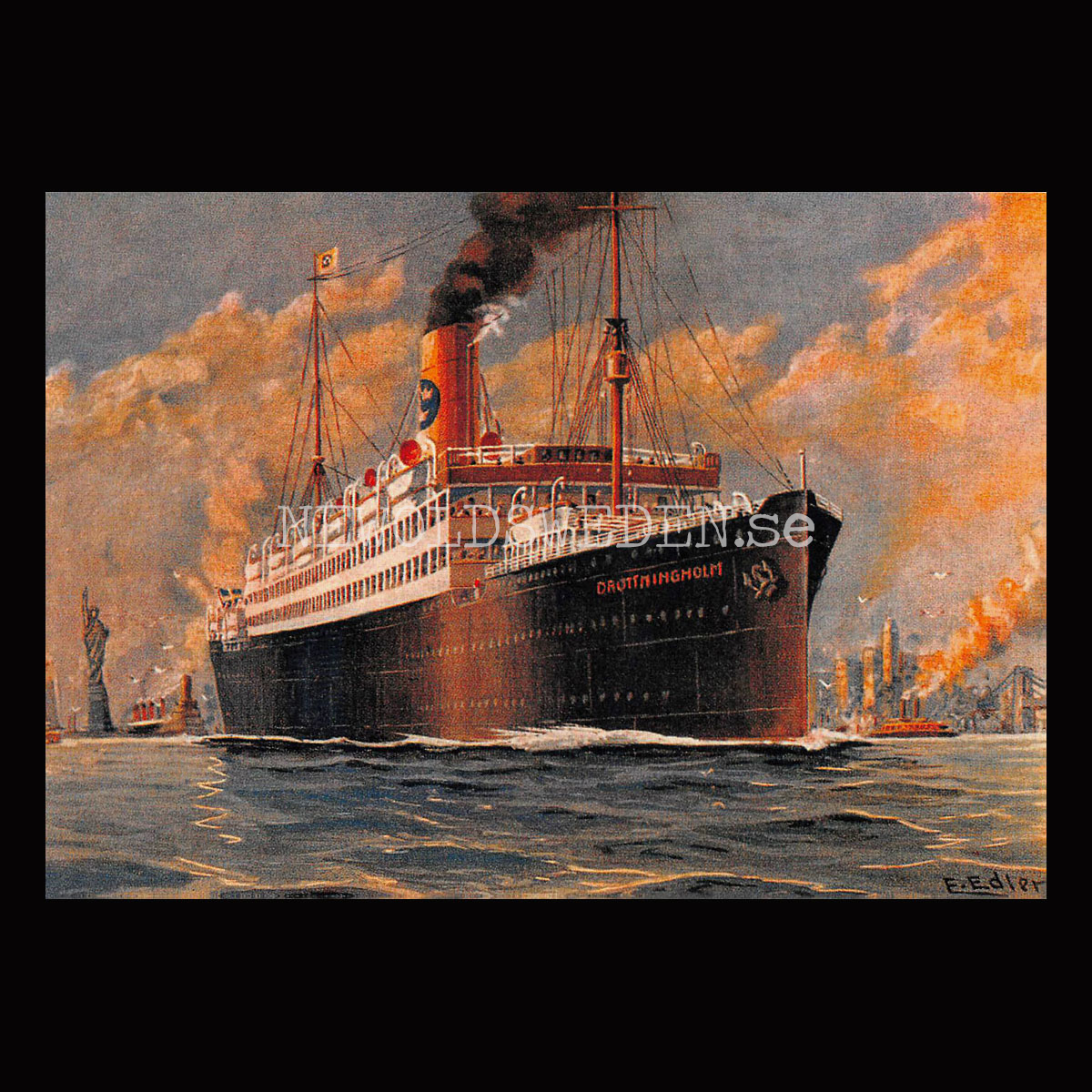 S/S Drottningholm 1905-1955 - Vykort A5