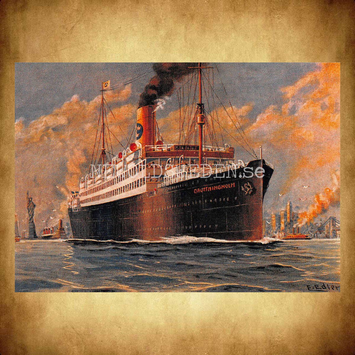 S/S Drottningholm 1905-1955 - Vykort A5 - 2
