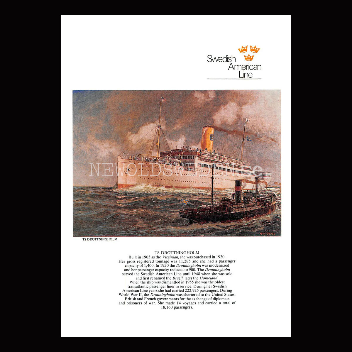 S/S Drottningholm 1905-1955 - Vykort A5