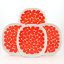 Stig Lindberg (Balett 1967) Four Plastic Plates  with Red Flower Decor 23 cm