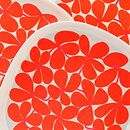 Stig Lindberg (Balett 1967) Four Plastic Plates  with Red Flower Decor 23 cm