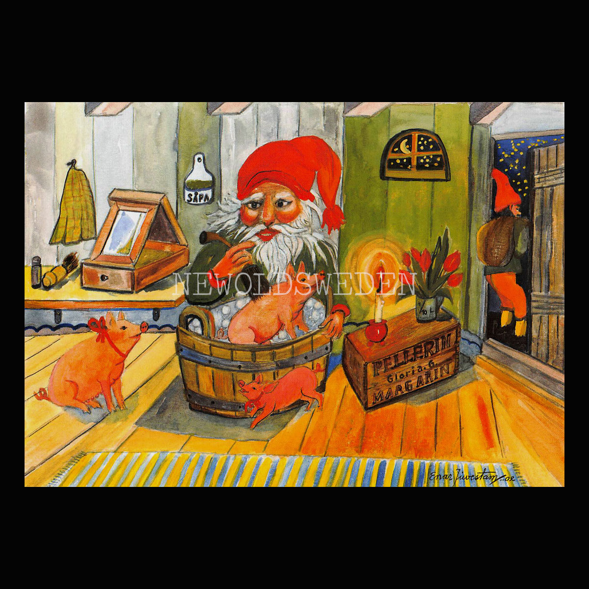 Gris bad Pellerin Margarin God Jul Enar Jiwestam Vykort 47 av 78 - A5
