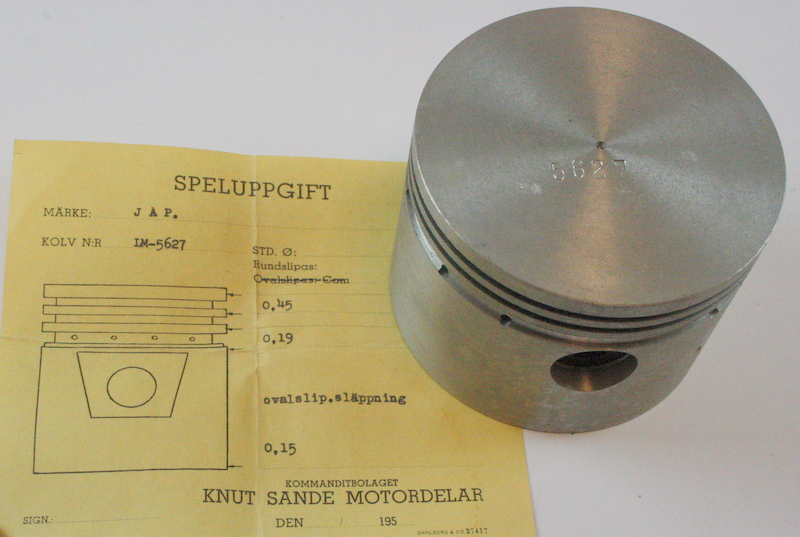 Piston Jap 500 OHV ( Overhead valve ) Unsharpened  NOS  - 2