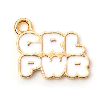 Charm ,  Enameld text Word - GRL PWR