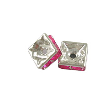 Strass fyrkant cerise 10st