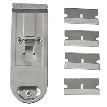 Glashällsskrapa metall +4 extra blad Rakbladsskrapa Klickskrapa