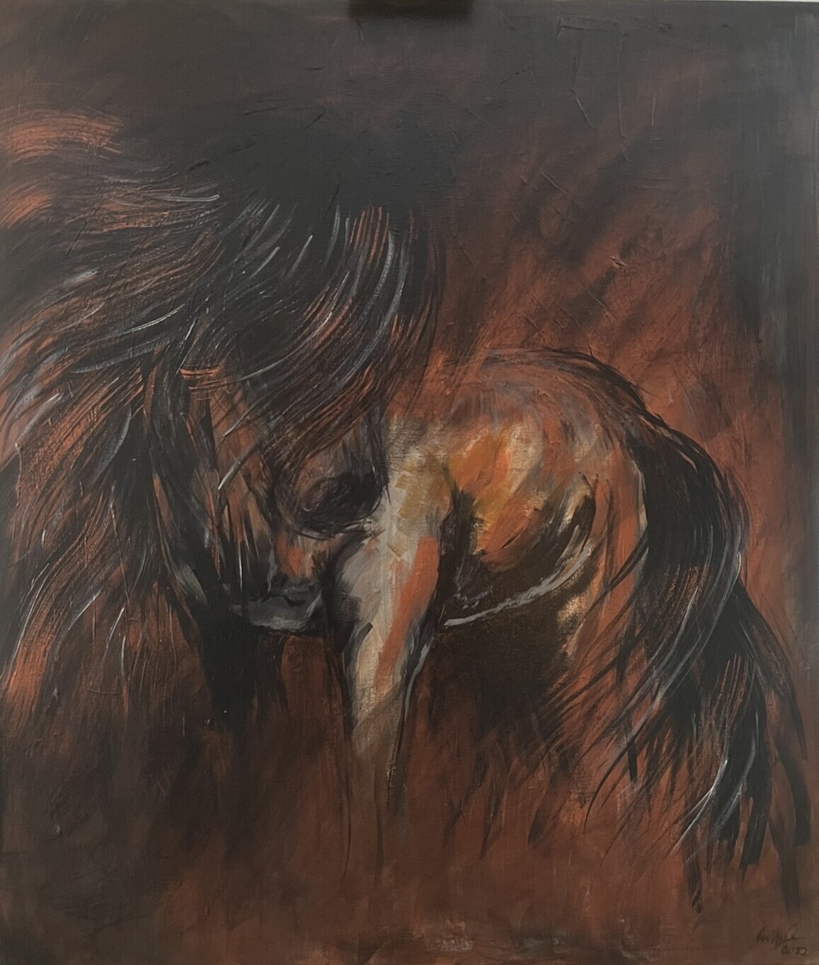 Originalmålning Islandshäst "Fire in my soul"" 60x70 cm