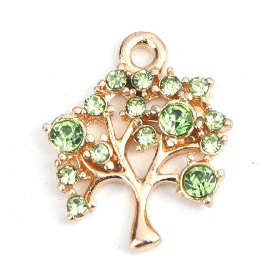 Charm - Tree Rhinestone gold green