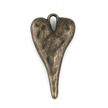 Charm  Heart Bronze Hammered