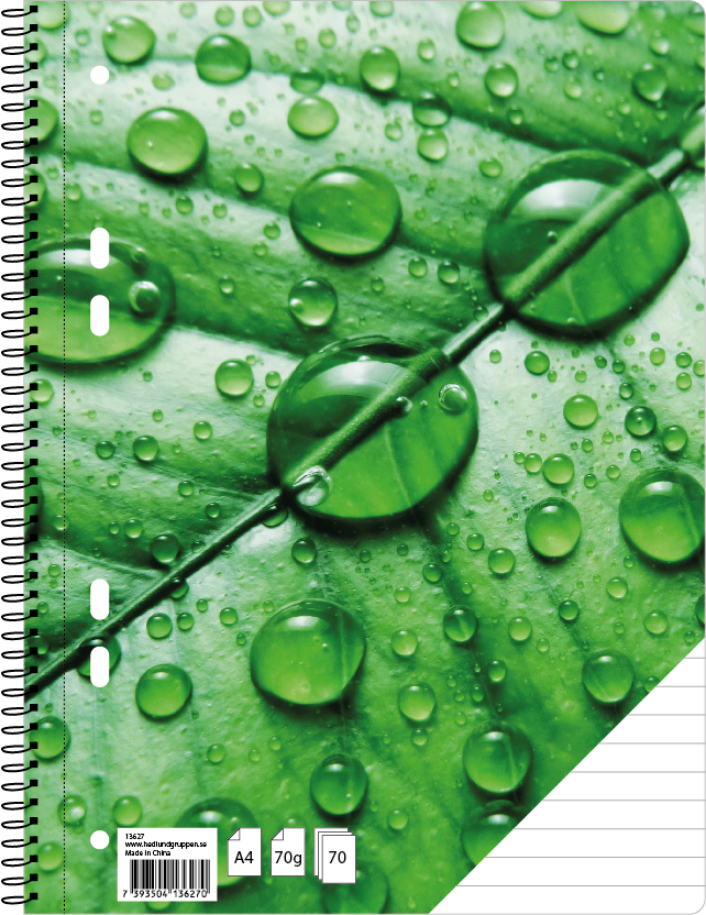 Kollegieblock Green Leaf A4 linjerat