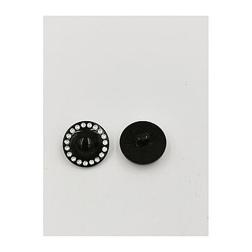 Vintage Buttons - Black & Rhinestones 21 mm