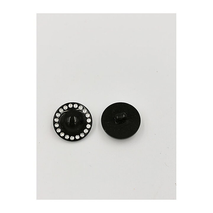Vintage Buttons - Black & Rhinestones 21 mm