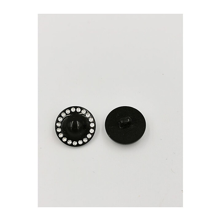 Vintage Buttons - Black & Rhinestones 21 mm