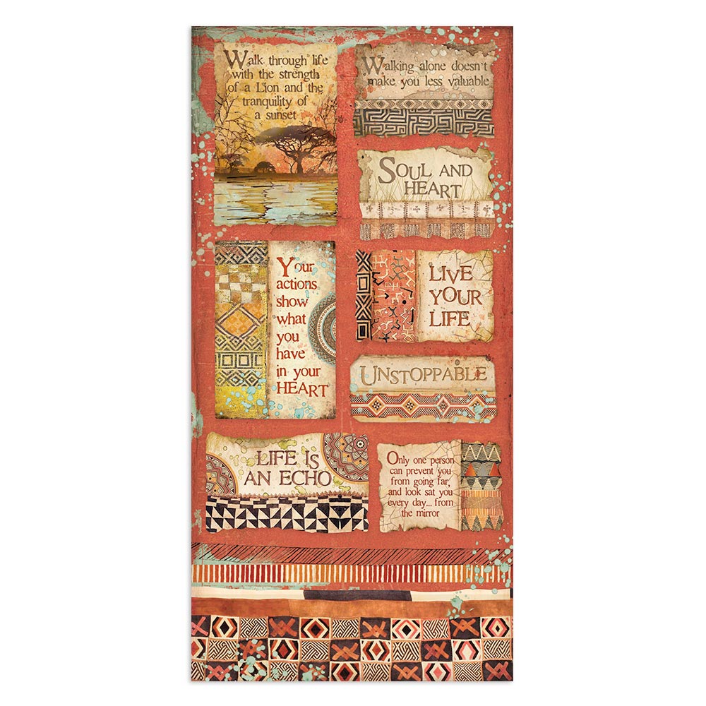 Stamperia - Collectables 10 ark 15x30,5 (6x12) double face - Savana - 14