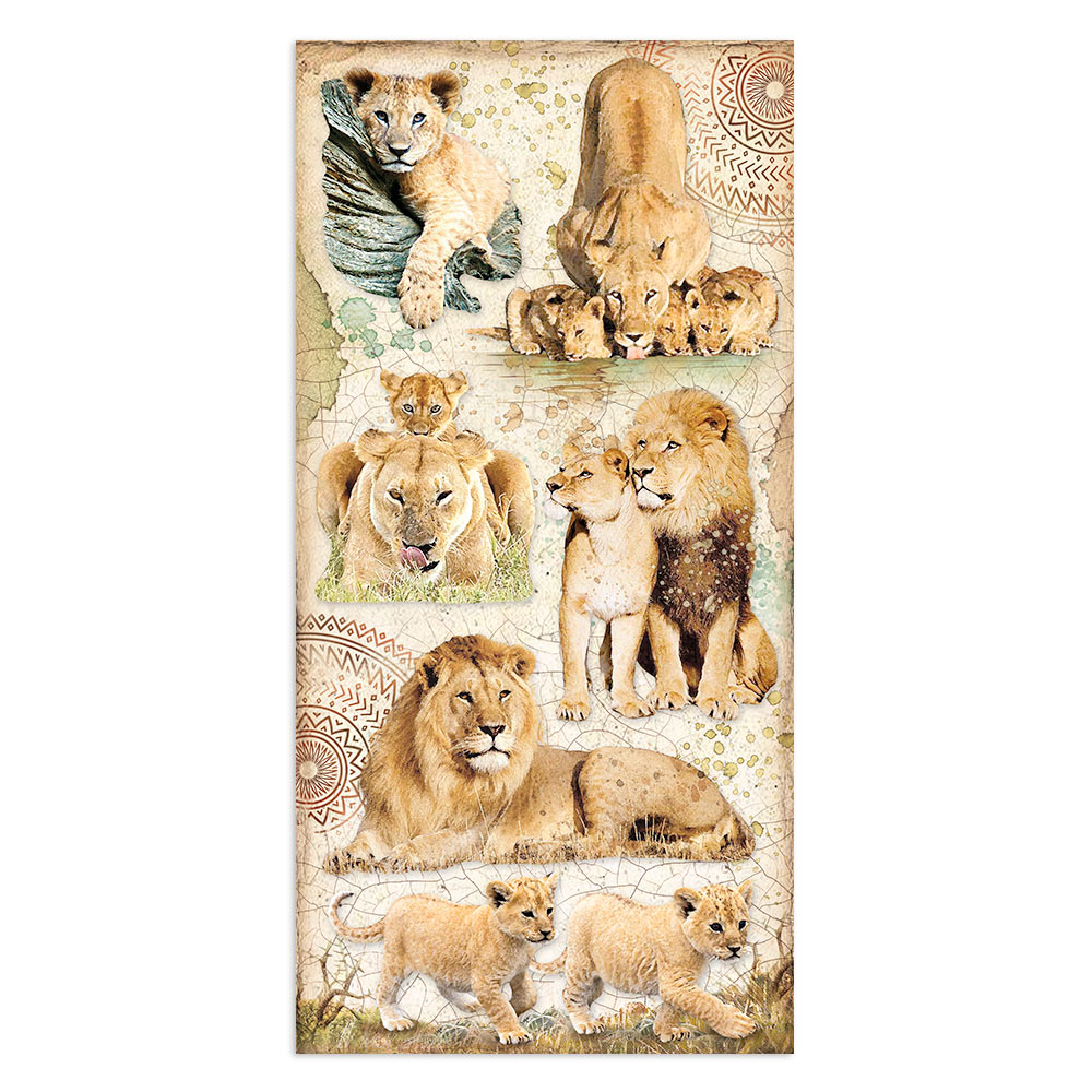 Stamperia - Collectables 10 ark 15x30,5 (6x12) double face - Savana - 2