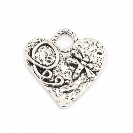 Berlock - Mönstrat hjärta, silver
