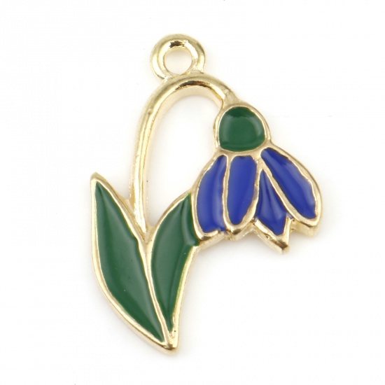 Charm ,  Enameld Flower, blue snowdrop