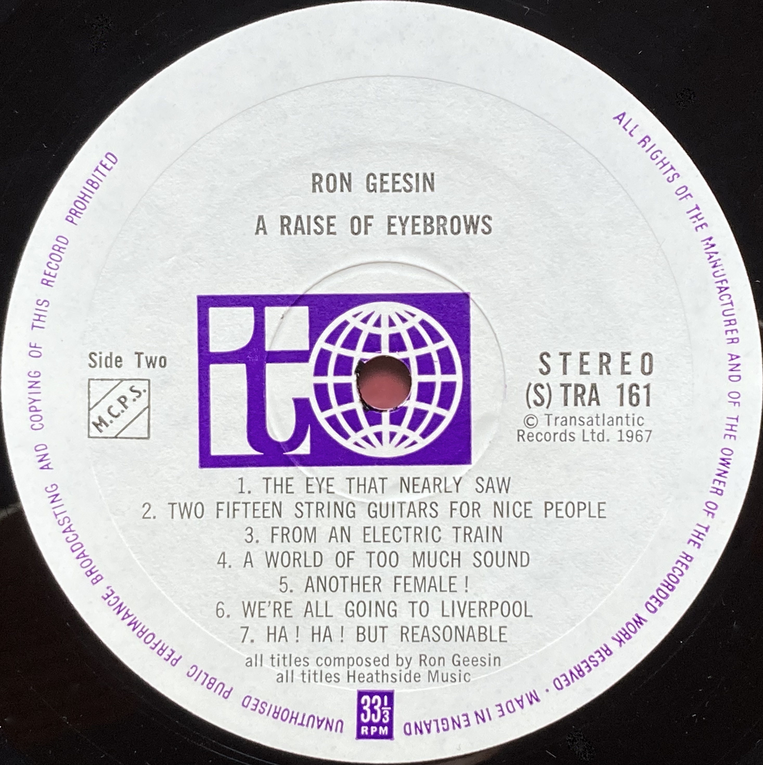 RON GEESIN - A raise of eyebrows UK-orig LP 1967 - 5