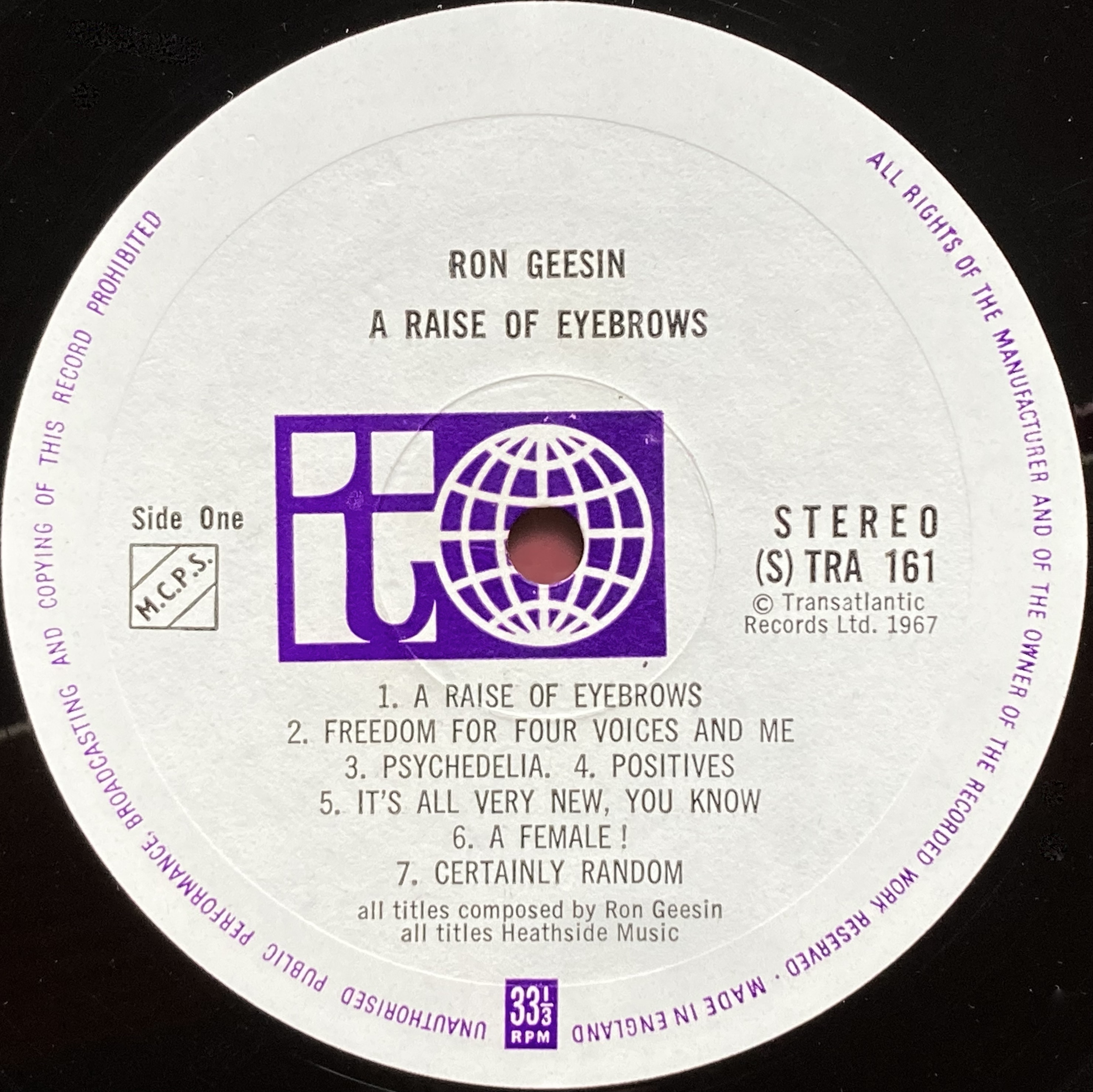 RON GEESIN - A raise of eyebrows UK-orig LP 1967 - 4