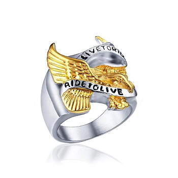 Ring Live To Ride - Ride To Live punkring Golden Eagle bikerring Harley FintochBilligt
