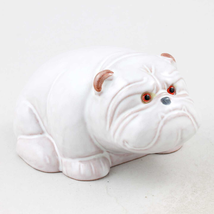 マリア ・エリクソン　　ホワイトのふくらみのあるブルドッグ  16cm  1974年