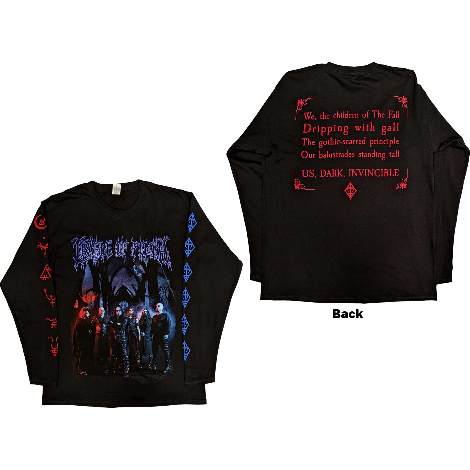 Cradle Of Filth Unisex Long Sleeve T-Shirt: Band Tour (Back Print) (Medium)
