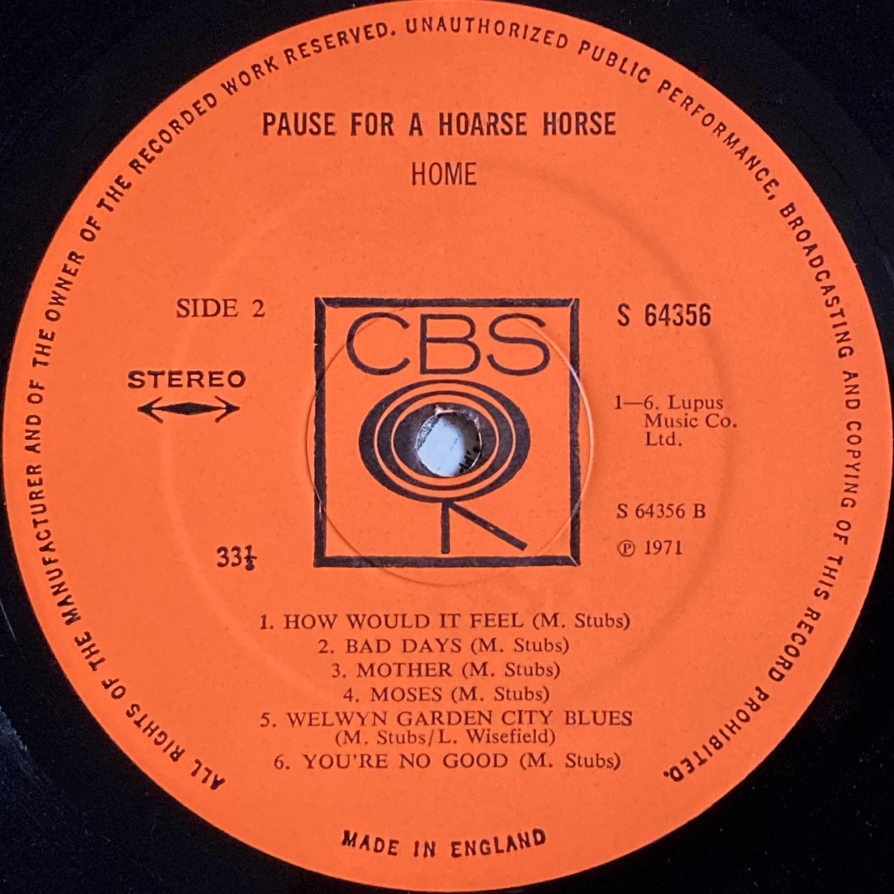 HOME - Pause for a hoarse horse UK-orig LP 1971 - 5